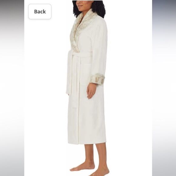 NEW Carole Hochman Ladies Long Full Length Plush Robe, Cream Beige Collar Cuff S - Picture 3 of 12